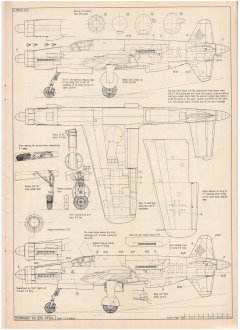 Dornier Do335 - 1/72 рисунок Артура Бентли, 600dpi «Скэйл Моделс», Том 6 номер 70, Июль 1975